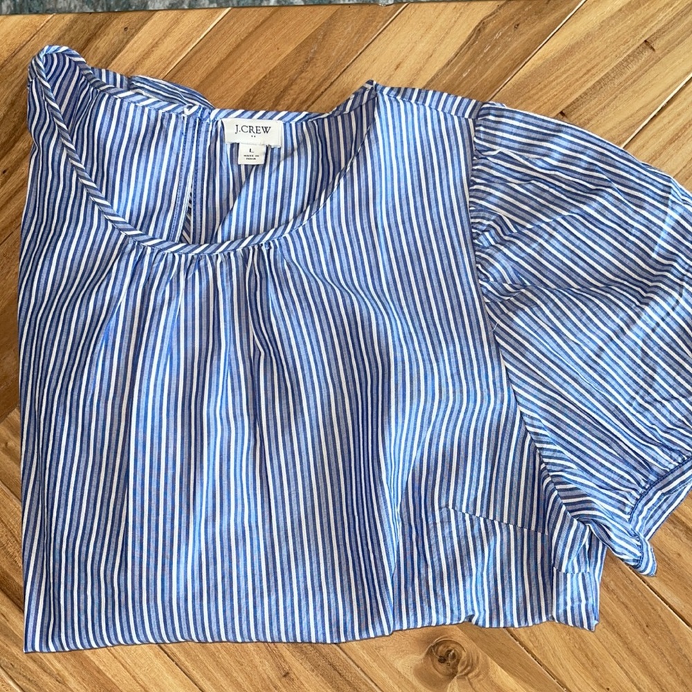 J Crew Factory striped short sleeve blouse